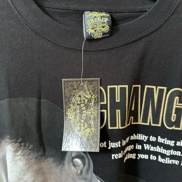 NWT MLK Barack Obama Change Dream Rap Tee T Shirt Black Men’s Size XXL Y2K Vote - Picture 6 of 8